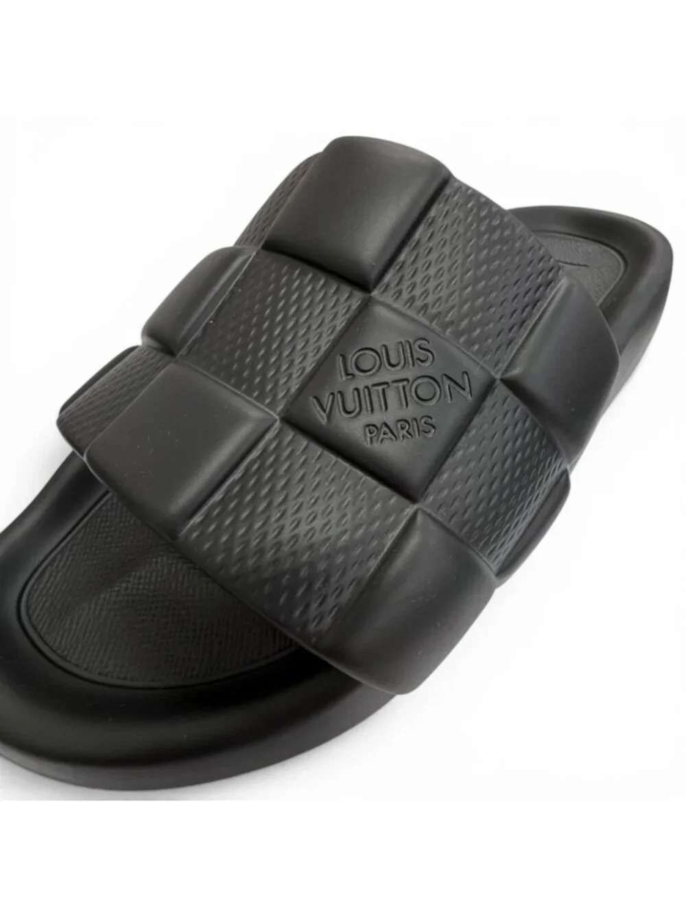 Louis Vuitton LV Waterfront Line Rubber Damier Slide Sandals Black 8